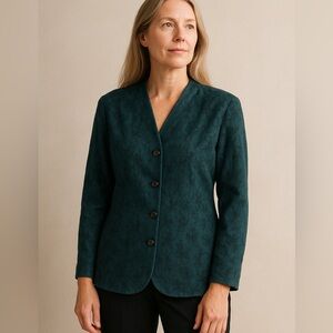 Coldwater Creek Tapestry‎ Plus Size 1X Teal and Black Jacquard Corpcore Classic